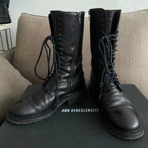 Ann Demeulemeester Black Lace up Boots Size 38